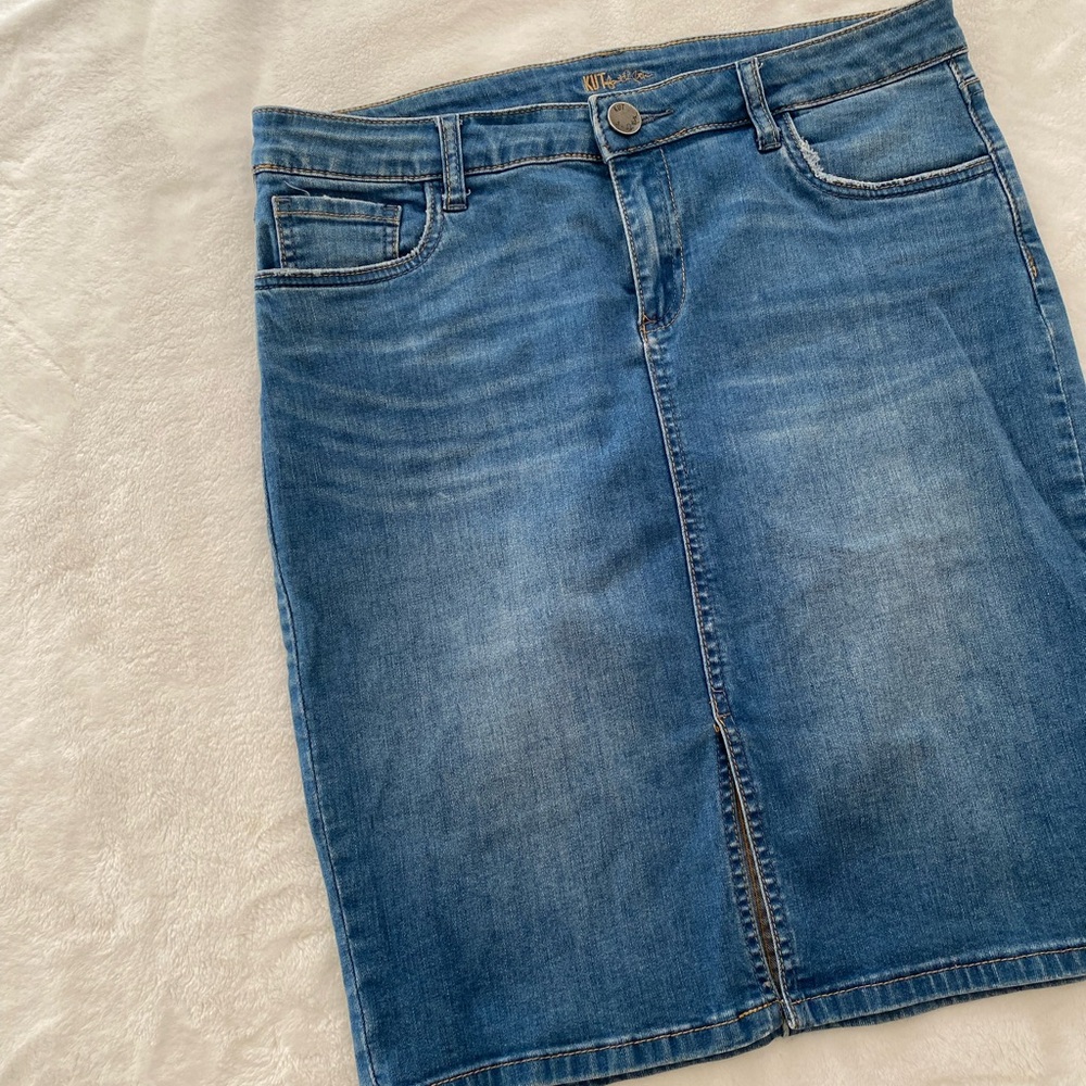 Kut from the Kloth Blue Denim Pencil Skirt Western Boho Classic Size 6 - Picture 2 of 7